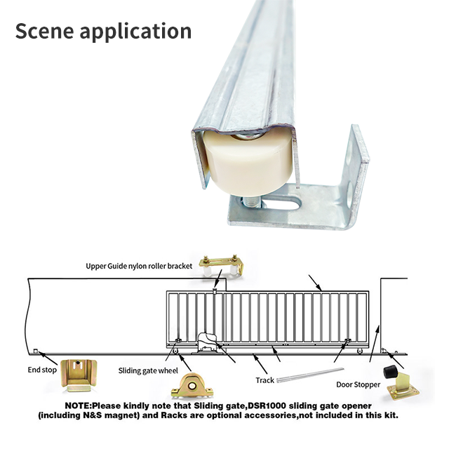 Rouleau de guidage de porte coulissante avec support soudé pour portails roulants coulissants en nylon